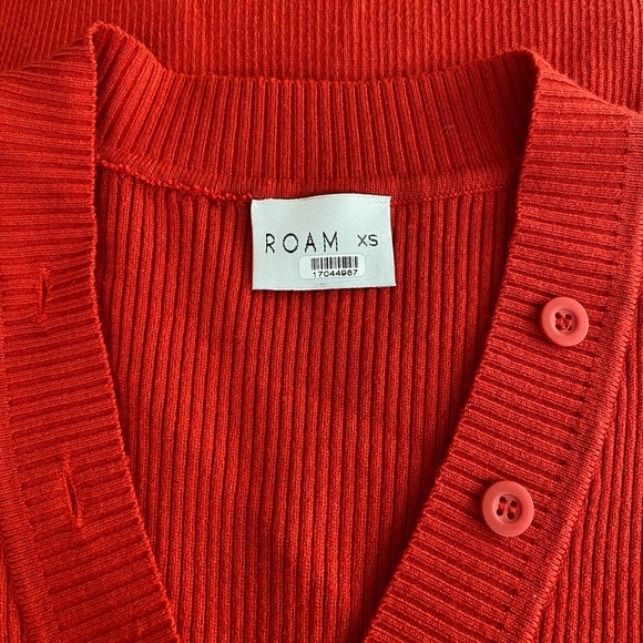 ROAM Cordoba Mini Dress Button Front Long Sleeve in Red Rib Stretch Knit Size XS - Picture 6 of 8